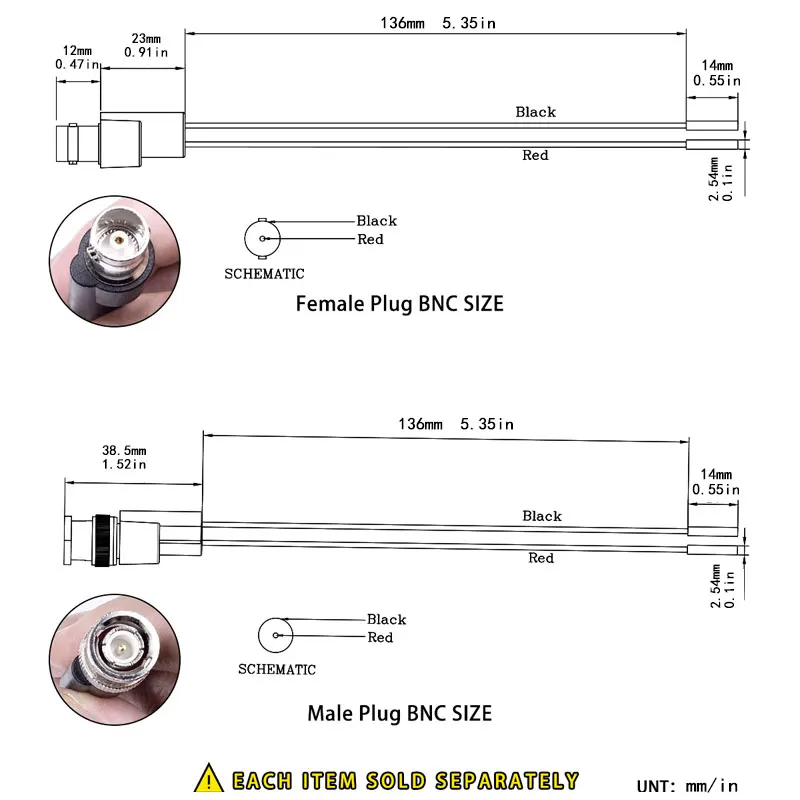 Messleitungssatz für BNC-Stecker oder BNC-Buchse, Oszilloskopsonde, Krokodilklemme, Mini-Testclip, Kabel zum Kabel, flacher Ohrstecker – Detail 5