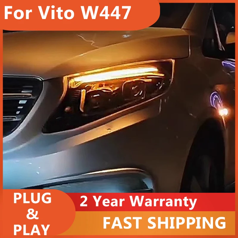 

Car Accessories for Mercedes Vito Front Light 2016-2023 W447 Headlights Benz DRL Turn Signal Low High Beam Projector Lens