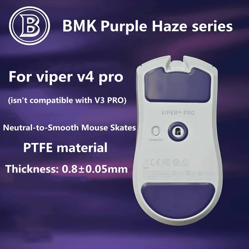 1 Set PTFE Anti-Collapse Arc-Edged Mouse Skate For Rapoo Viper V4 PRO Similar To Obsidian Air Purple Haze Mouse Feet Glides
