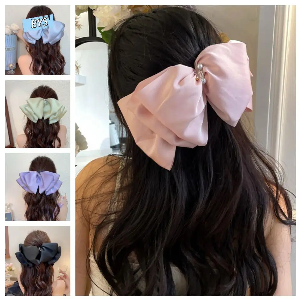 

Sweet Hairpin Oversized Bow Hair Clips Multi-layer Rhinestone Crystal Headwear Jewelry Exquisite Pearl Ribbon Barrettes Lolita