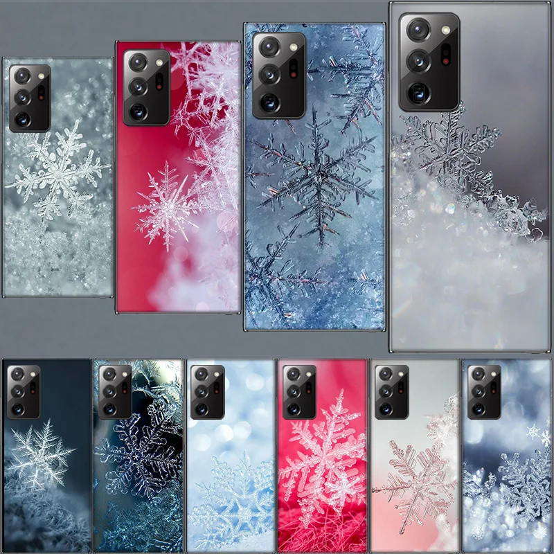 Snowflake Winter White Snow Christmas Case for Samsung A05S A55 A35 A25 A15 Galaxy Note 20 Ultra 10 Lite 9 8 M12 M11 M30S M52 M5