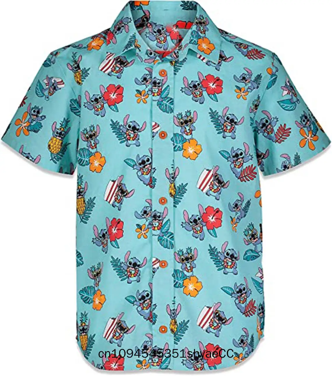 Miniso Stitch Hawaiian Shirts Summer Fashion Short Sleeve Shirts Men Women Casual Beach Shirts Disney Hawaiian Shirts