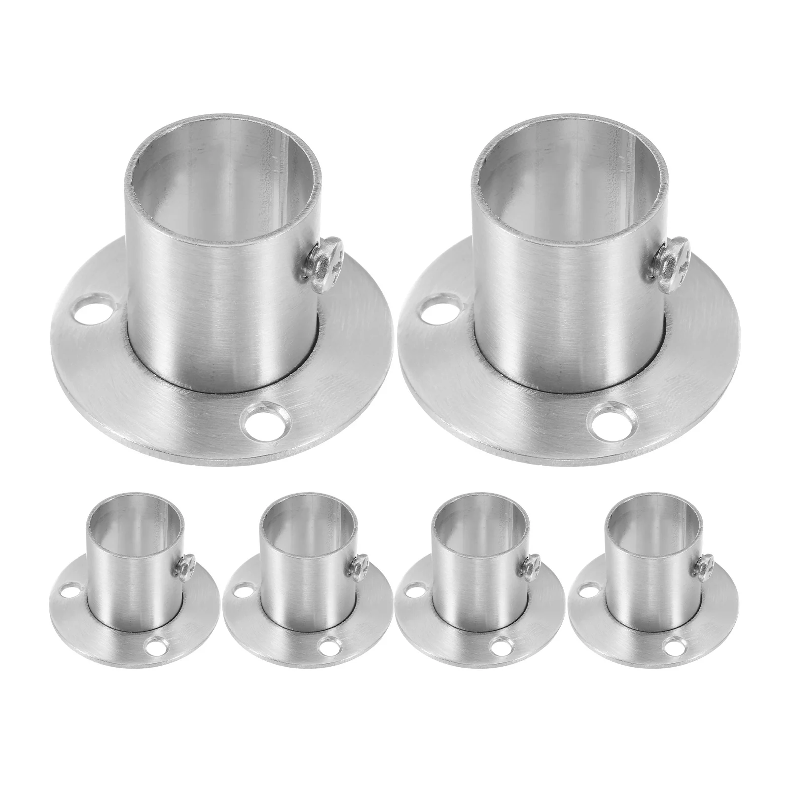 

6Pcs Stainless Steel High Foot Flange Base Thickened Shower Curtain Rod Holder Closet Pole Support Bracket Fixed Flange