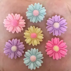 Hand Painted Resin Kawaii 20mm Colorful Flower Flatback Cabochon Stone 30PCS Scrapbook DIY Decor Home Figurine Crafts