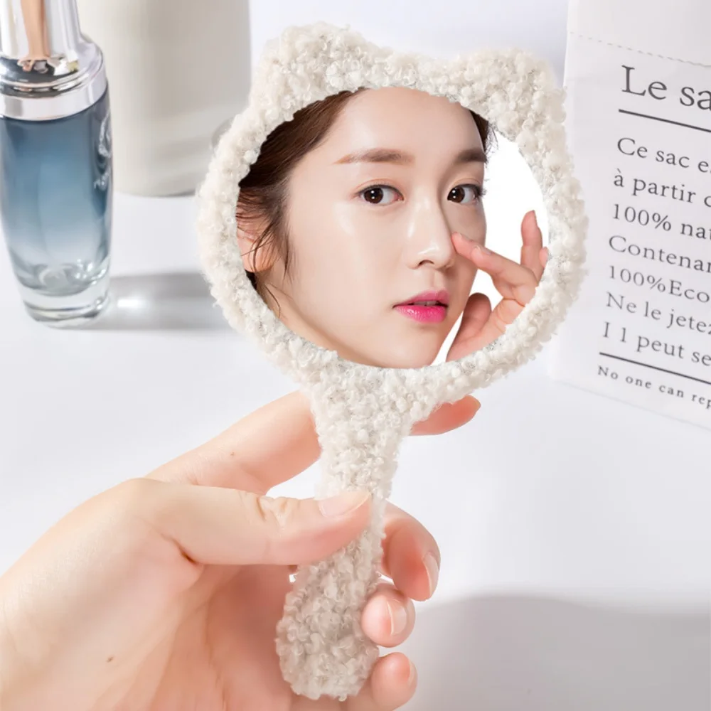 مرآة مستحضرات التجميل المستديرة لسطح المكتب، مرآة مكياج محمولة لطيفة لطيفة للسفر، مرآة محمولة لإجراءات التجميل على ظهره #4