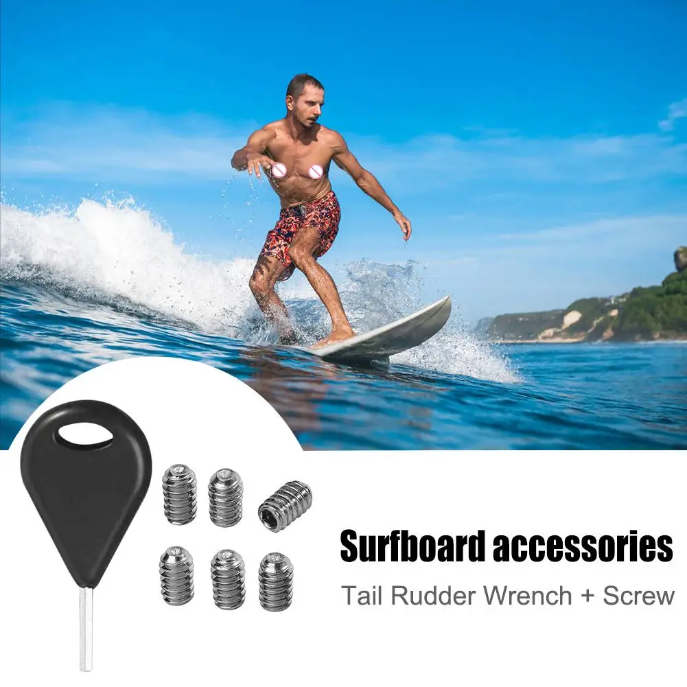 Stainless Steel Surfboard Fin Key Wrench with 6 Screws Removal Tool Accessories