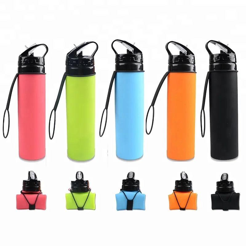 600ml   travel camping silicone collapsible foldable sports  for  school