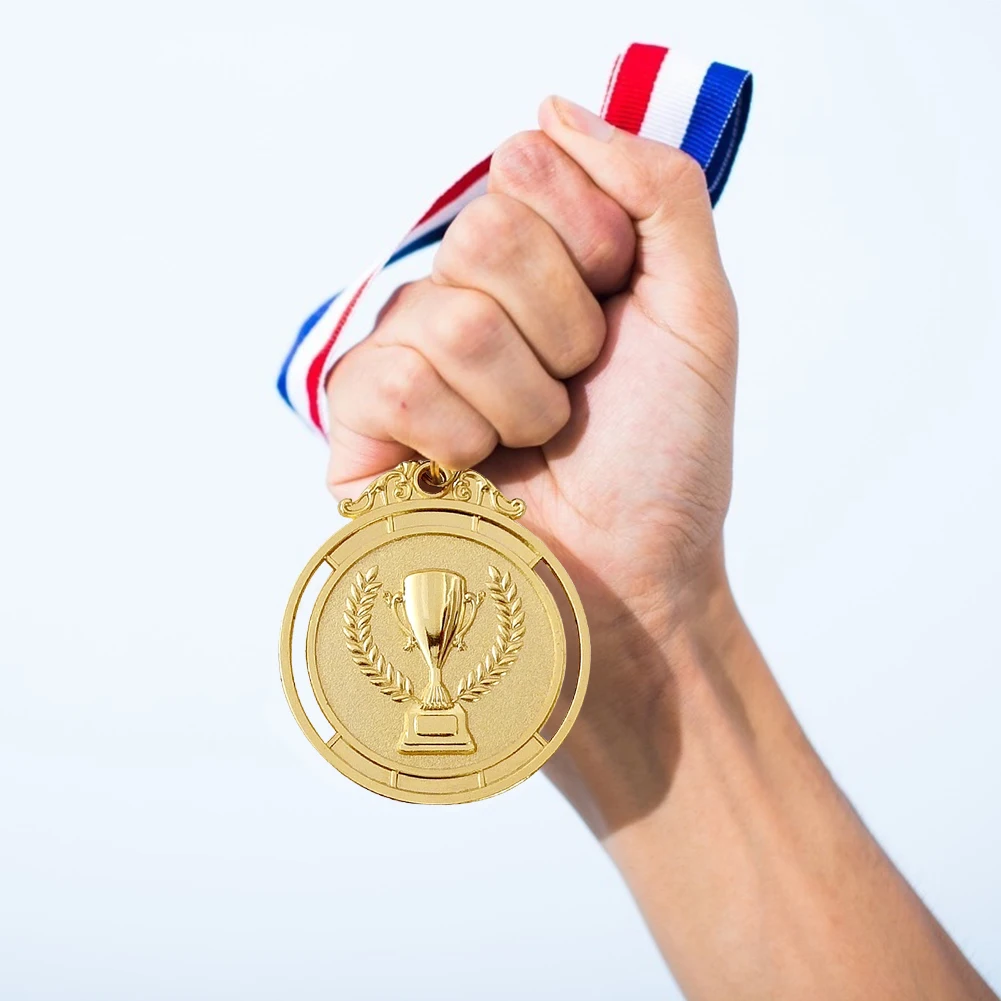1 Uds. Medallas ganadoras de 2 ", medalla de premio de bronce dorado y plateado, medalla de premio del 1.o 2.o y 3.o con cinta para el cuello para recuerdo del premio de competición deportiva