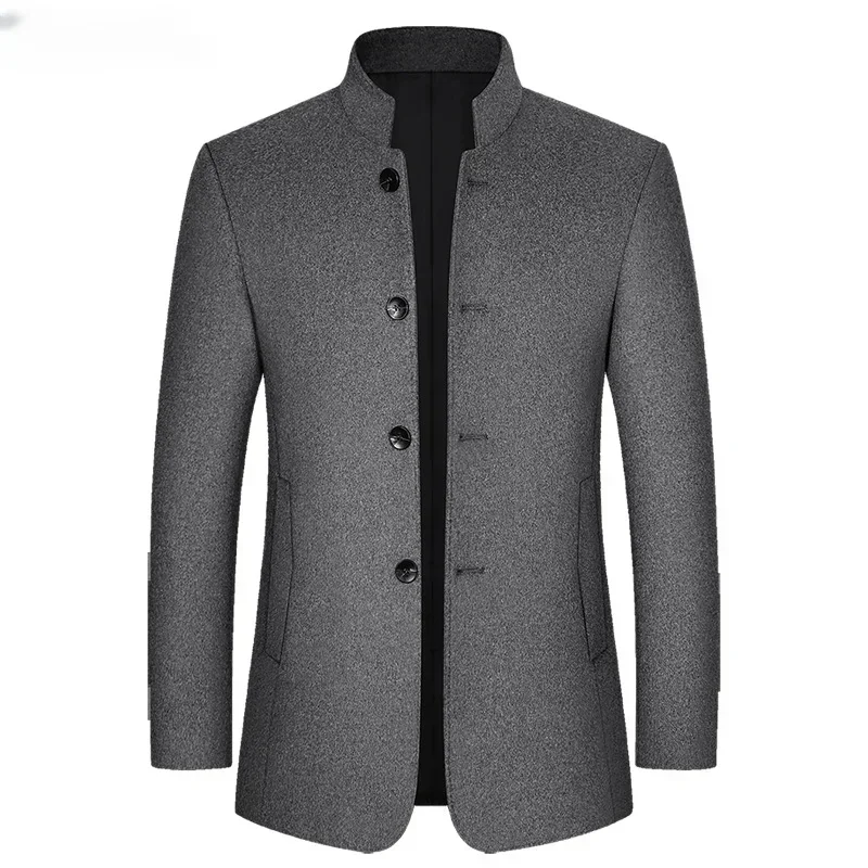 

Men Cashmere Blazers Woollen Overcoats Trench Jackets Stand-up Collar Business Casual Suits Coats Male Fit Blazers Trench Coats