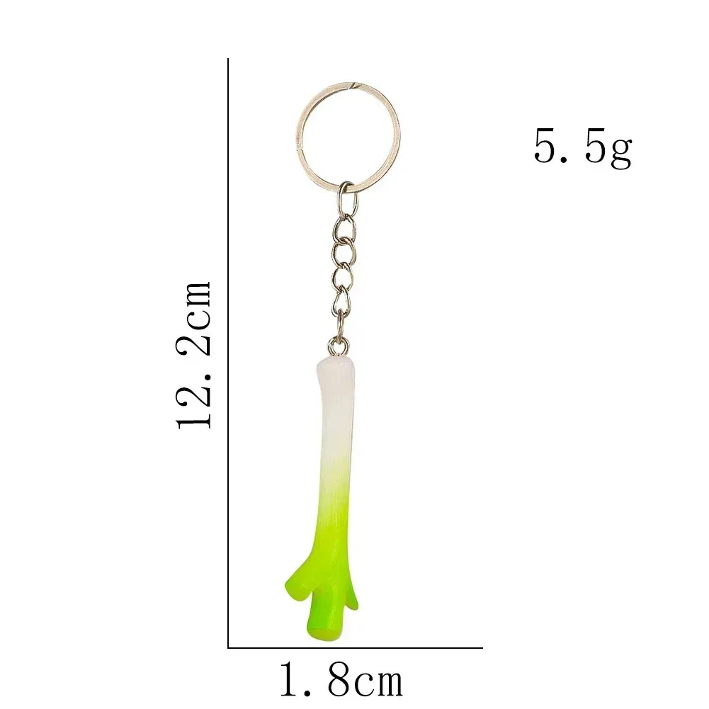 2PCS Spring Onion Shape Keyring  Simulated Food Amusing Ornament Backpack Charm, Vegetable Model Key Chain Fashion Pendant for B