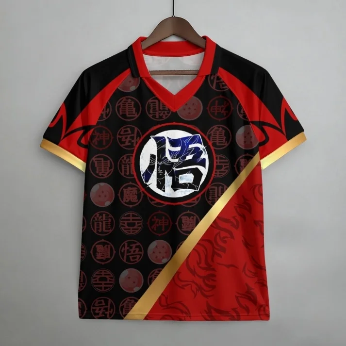 Unisex Dragon Ball Z Goku Soccer Jersey Chinese Character Seal Pattern Background Casual Street Athletic Uniform Family Matching