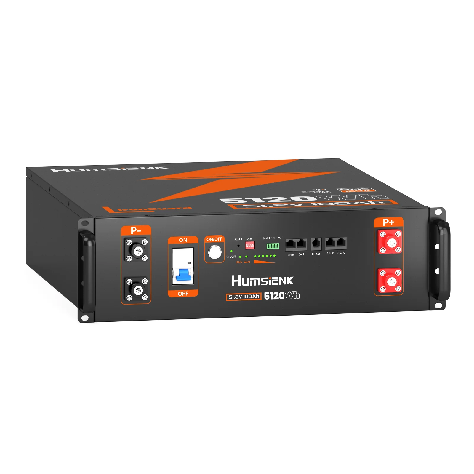 Humsienk Server Rack LiFePO4 Batterij 3U Maat 48V 100AH Met Bluetooth 100A BMS 15000 Cycli Voor Omvormer, RV, bestelwagens, Zonne-energie - afbeelding 2