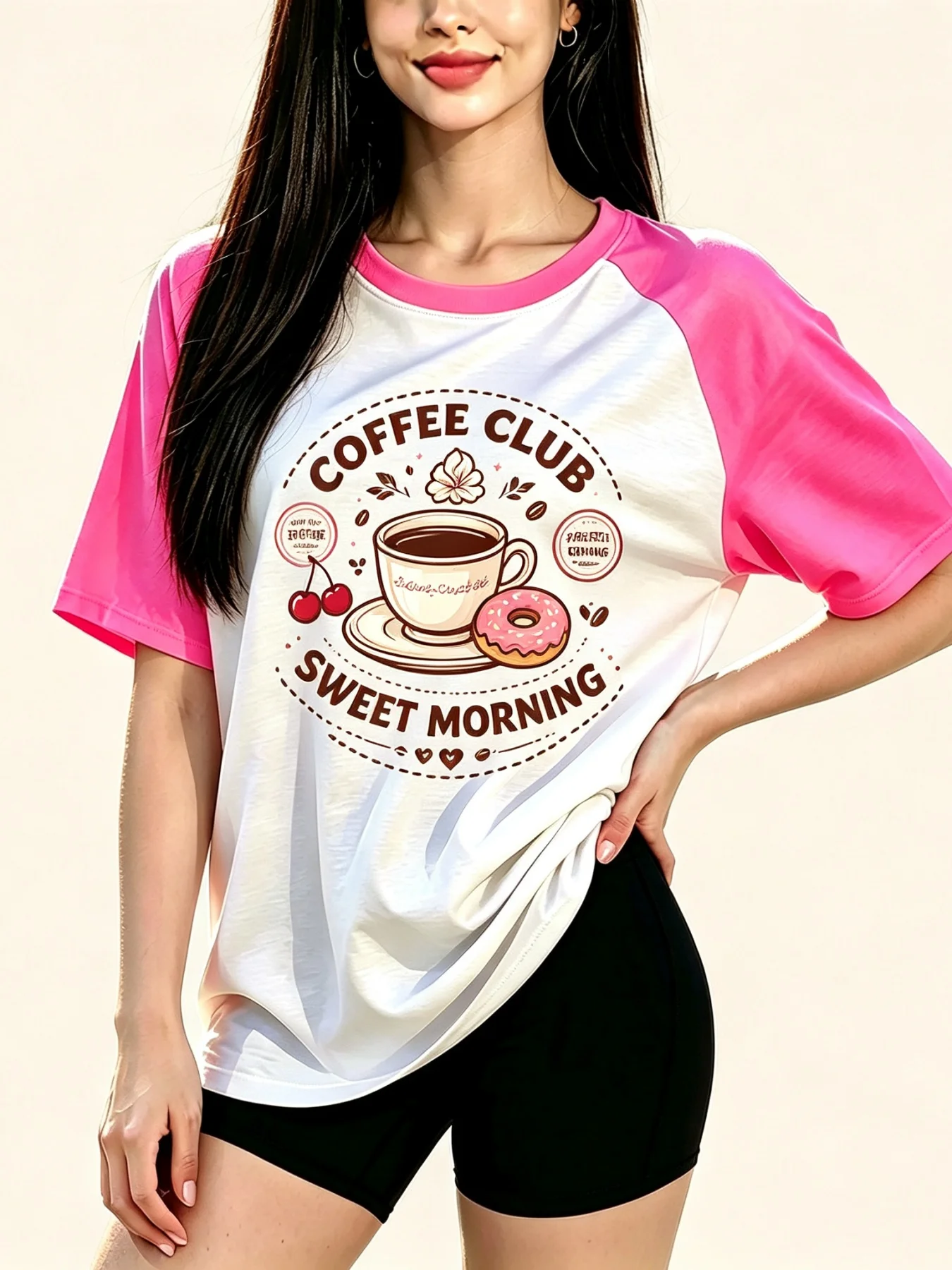 Women's Grey-White Raglan T-Shirt 'Go outside Explore Slowly' Bold Letter Print Loose Casual Tee for Comfortable Wear