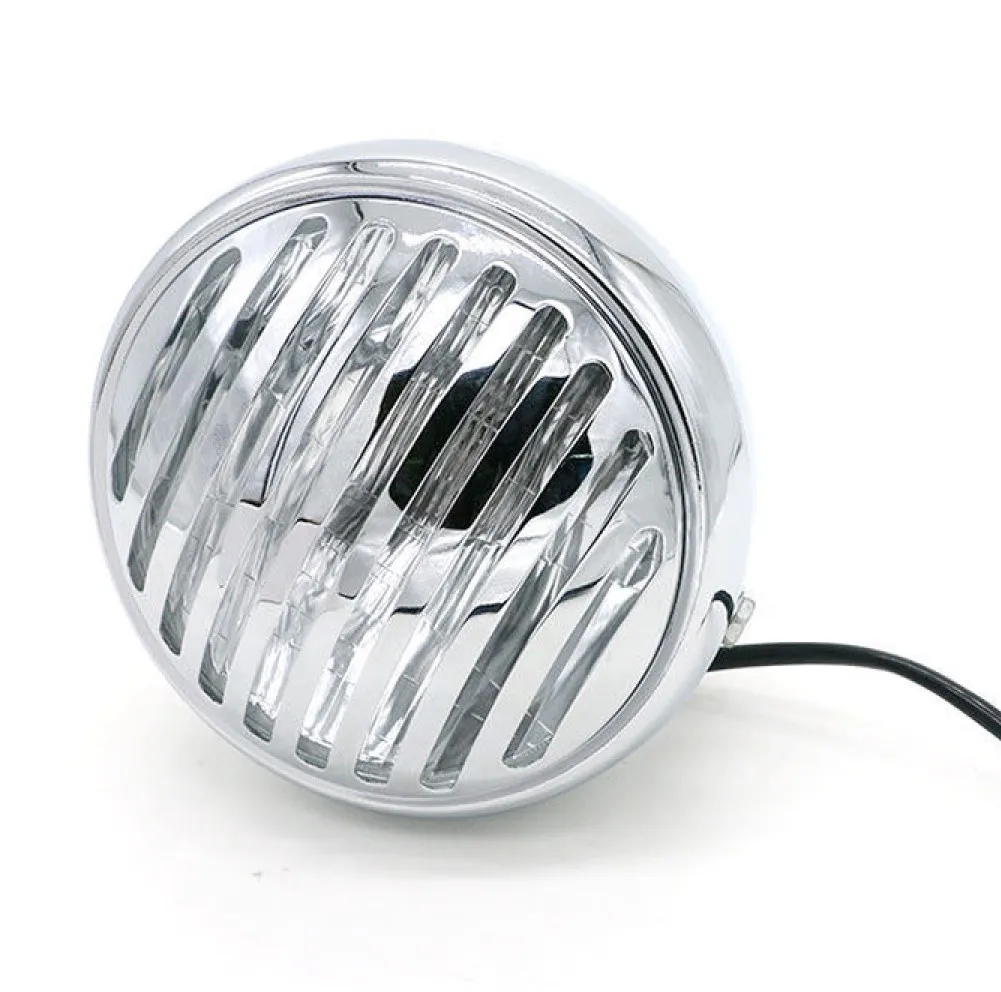 Torvian 7 Inch 35W Motorcycle Headlight Retro Round Side Mount Lamp with Black Grill