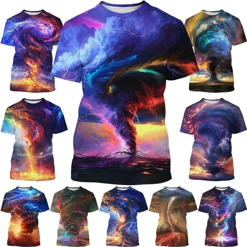 New Tornado Funny 3D Personalized Printed T-shirt Fashion Casual Funny Couple Cool T-shirt 2024 Short Sleeve Tee Unisex Shirt