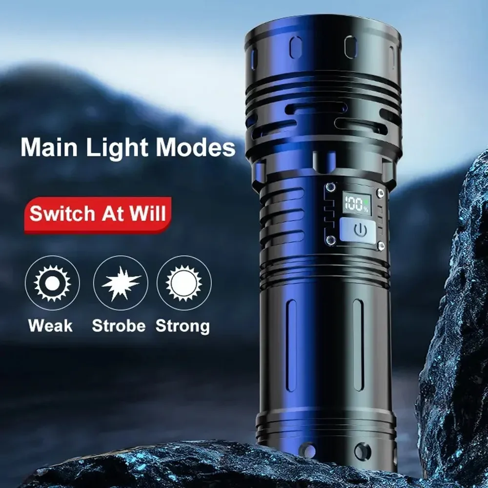 High Power LED Flashlight USB Rechargeable Tactical Torch Powerful Super Bright Lantern Zoom Aluminum Alloy Lamp 5 Modes Light