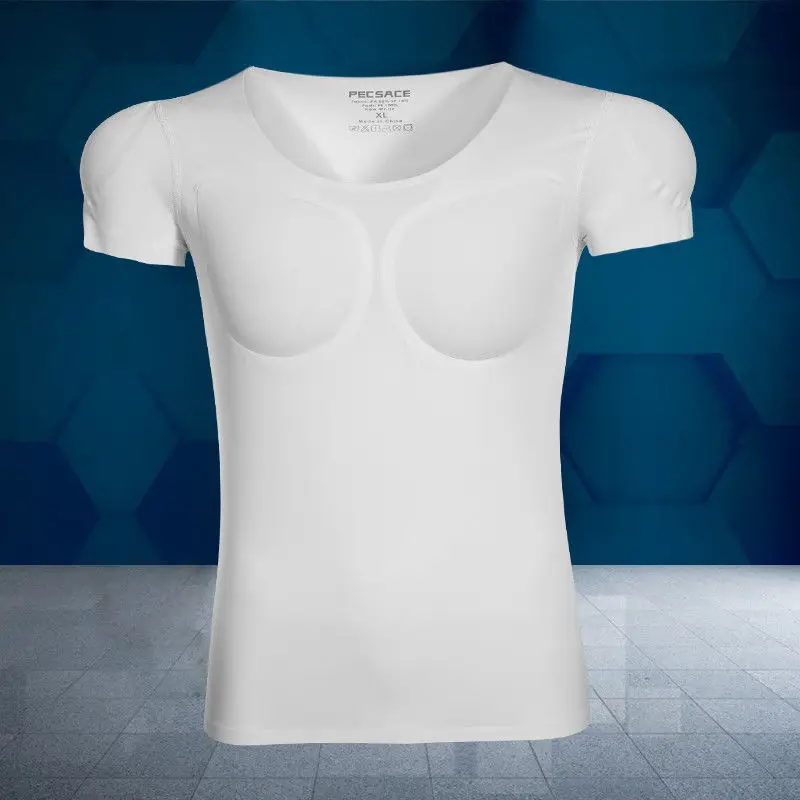 Männer Body Shaper Gefälschte Muskel Enhancer ABS Unsichtbare Pads Top Cosplay Brust Shirts Weichen Schutz Fitness Muskel Unterhemd