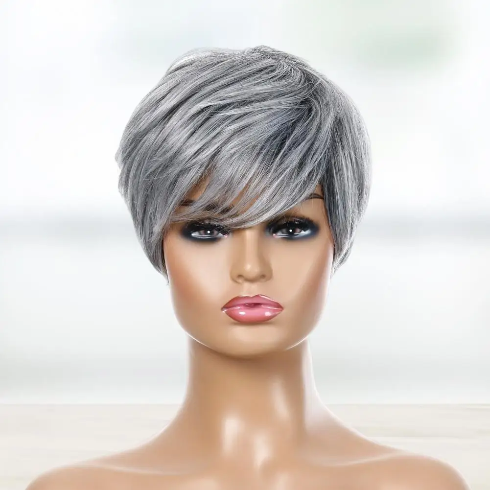 Natural Short Hair Wig Atural Synthetic Short Silver Grey Layered Hair Wig Women Short Pixie Cut Hair Wigs Synthetic Hairwig