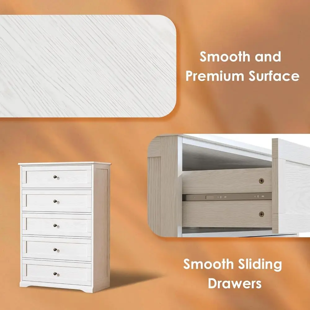 5 Der Drer, 47" Tall Drers or Bedroom with Anti-Tip Device, White Drer with White Countertop armhouse Storage Closet with Handle view 5