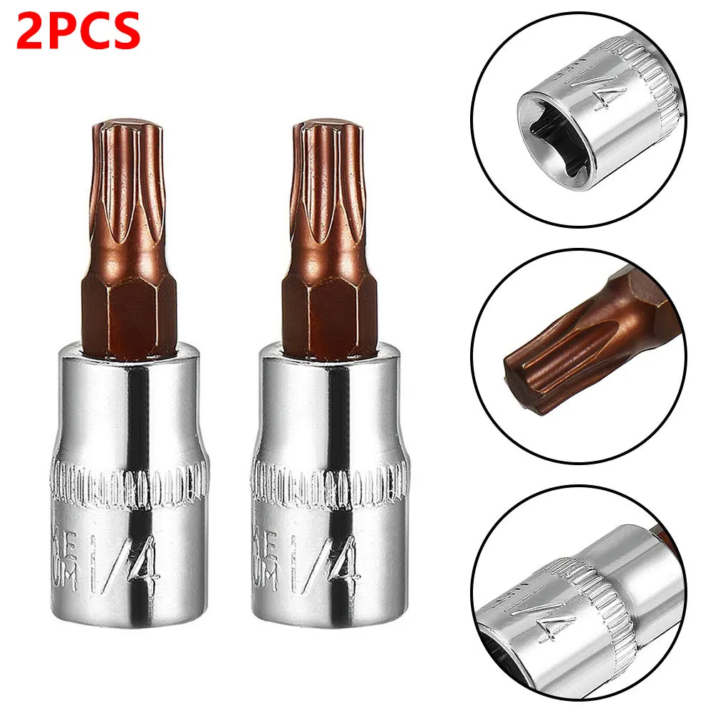 2Pcs Socket Car Parts Pratical Replacement T30 Bit Sockets Accessories High Quality New Torx Bit 1/4 Inch Drive