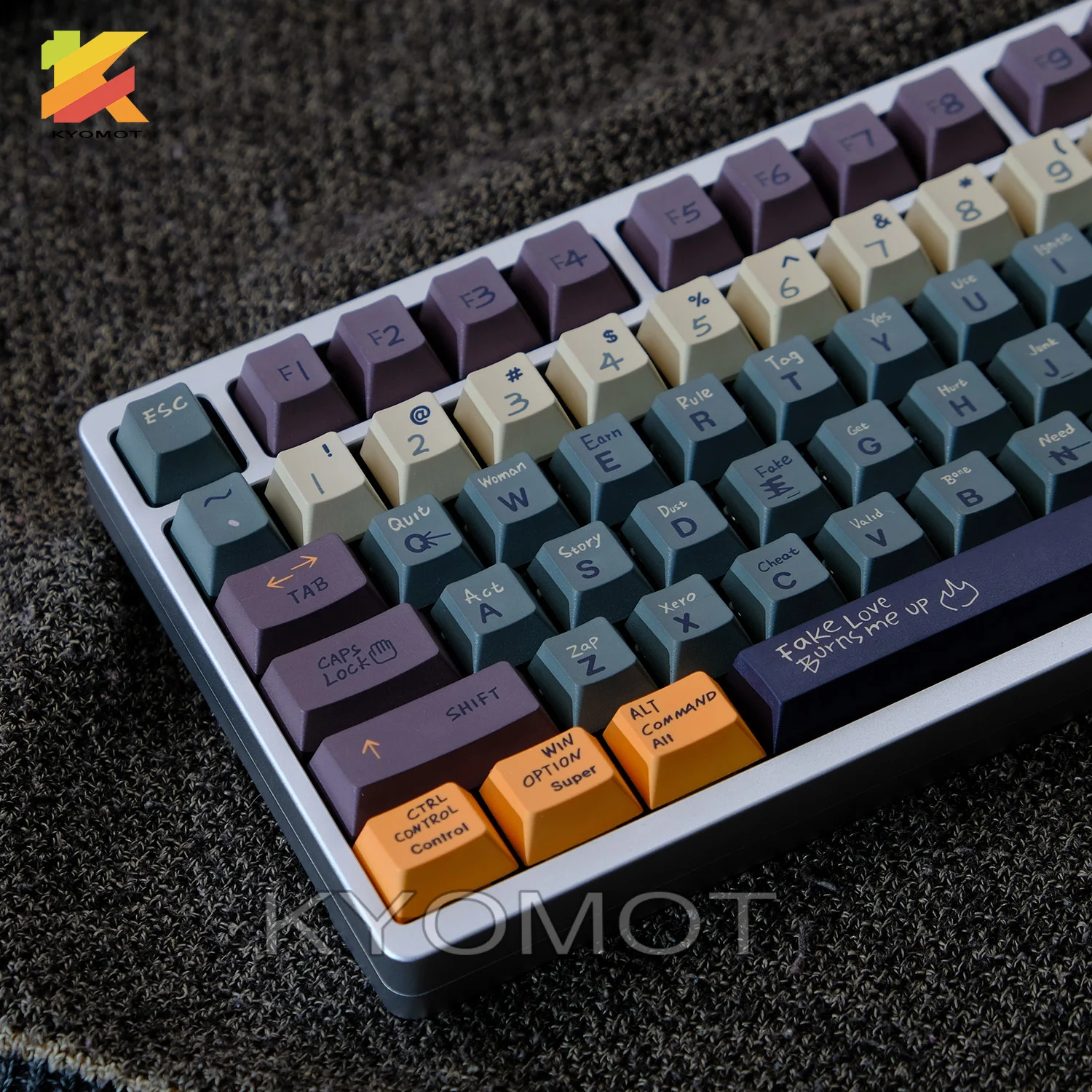 

KYOMOT 150-клавиш Fake Love Burns Me Up Storys Theme Keycap Cherry Profile PBT Dye Keycaps для переключателей MX Механическая клавиатура «сделай сам»