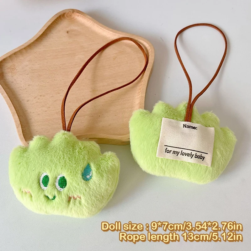 Cartoon Little Grass Squeaky Plush Toy Anti Lost Name Sticker Pendant Creative Stuffed Doll Keychain Backpack Charms Gifts