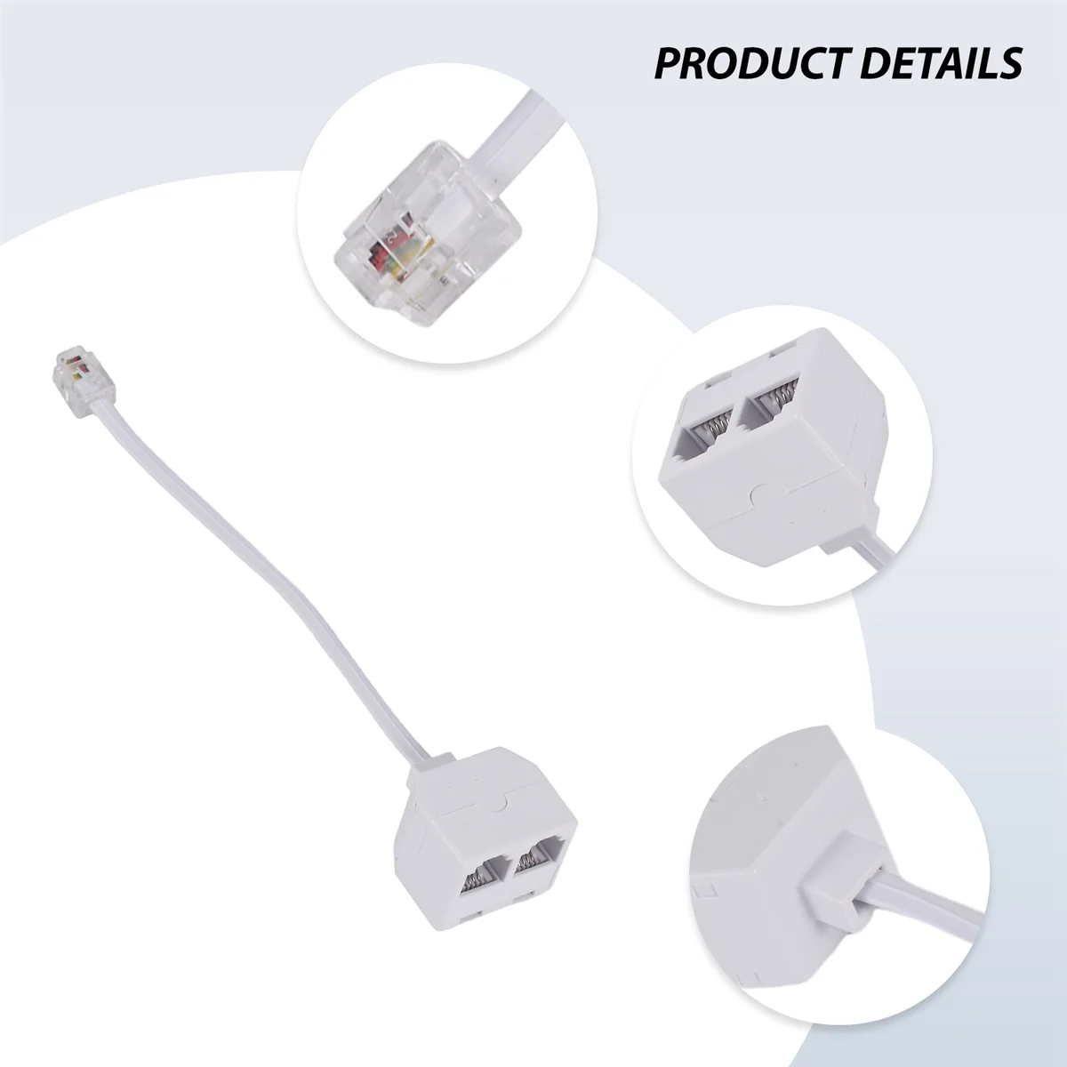 B17CCC RJ11 6P4C Telefonsplitter 1 Stecker 2 Buchse - Weiß