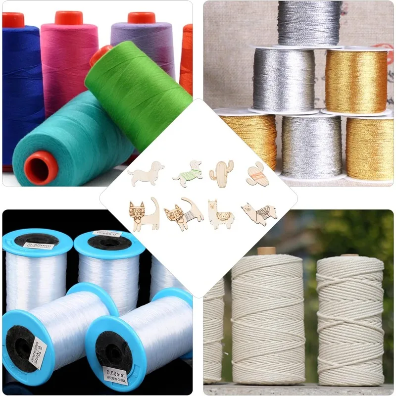 16Pcs 4 Style Wood Floss Bobbins Embroidery Thread Cards Cross Stitch Bobbin Cardboard Floss Bobbins for DIY Sewing Storage