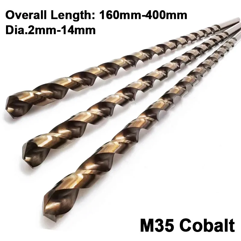 Extra-long M35 Cobalt Straight Shank Twist Drill Bit HSS-Co5% Hole Opener Tool For Stainless Steel Alloy Steel Cast Iron