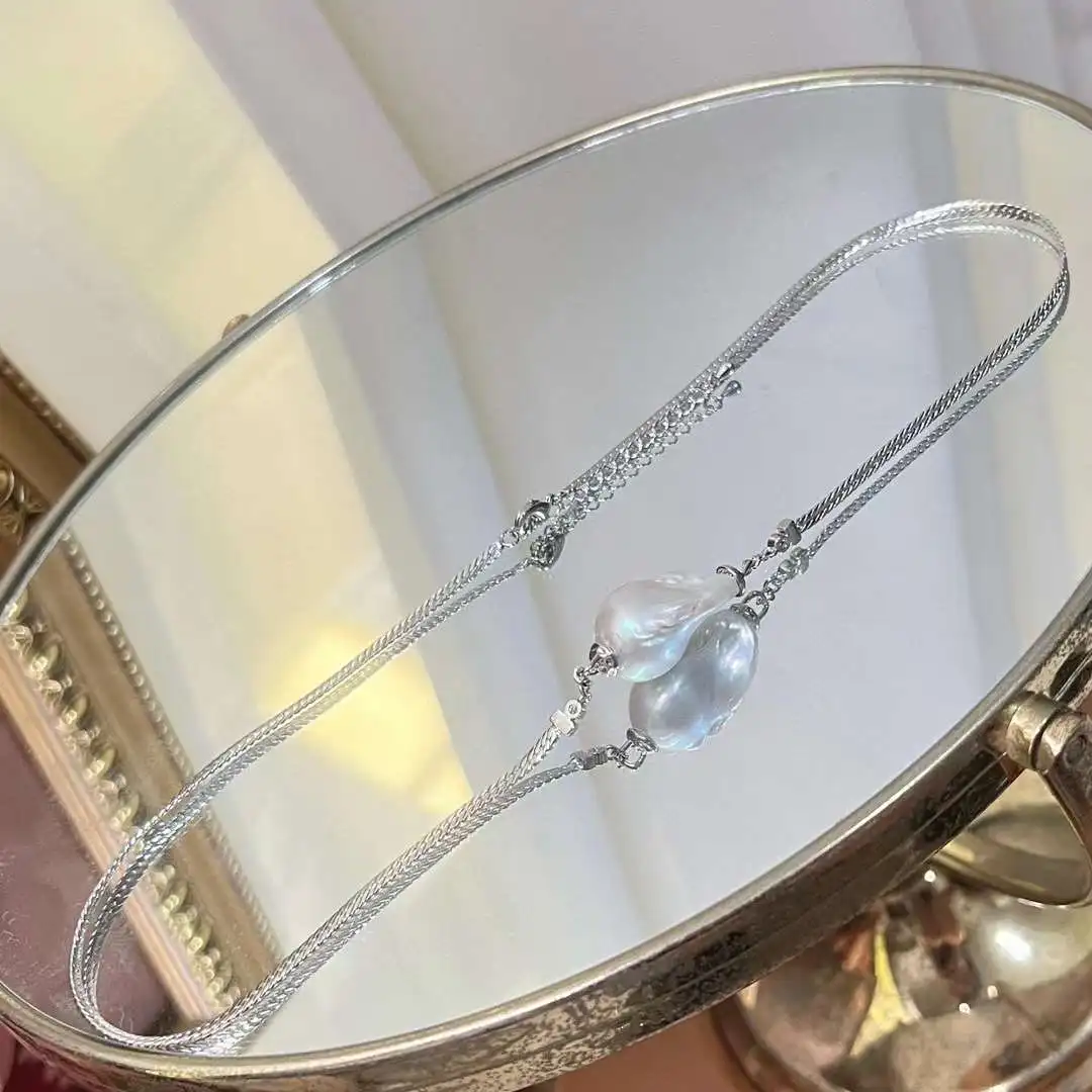 

Новая цепочка из змеиной кости, воротник в стиле хип-хоп, европейское и американское ожерелье, ожерелье из натурального пресноводного жемчуга в стиле барокко