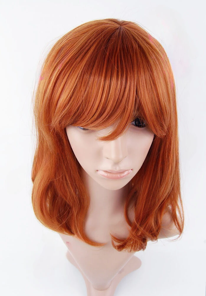 Length with Fringe Auburn Brown Blonde Synthetic Wig