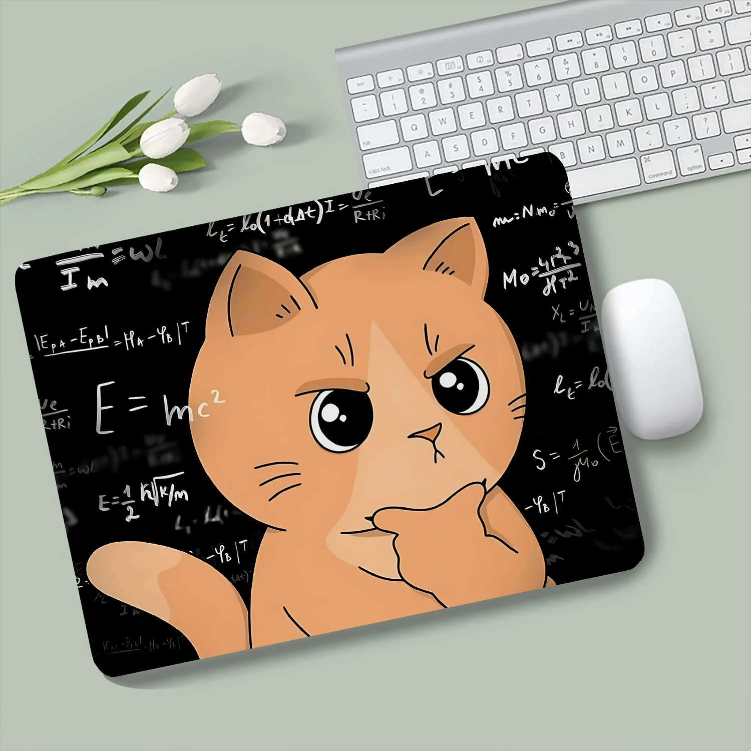 Nerdy Smart Orange Cat Desk Pad small mouse pad rubber anti-slip edge locking laptop office mat pc accessories gaming mats
