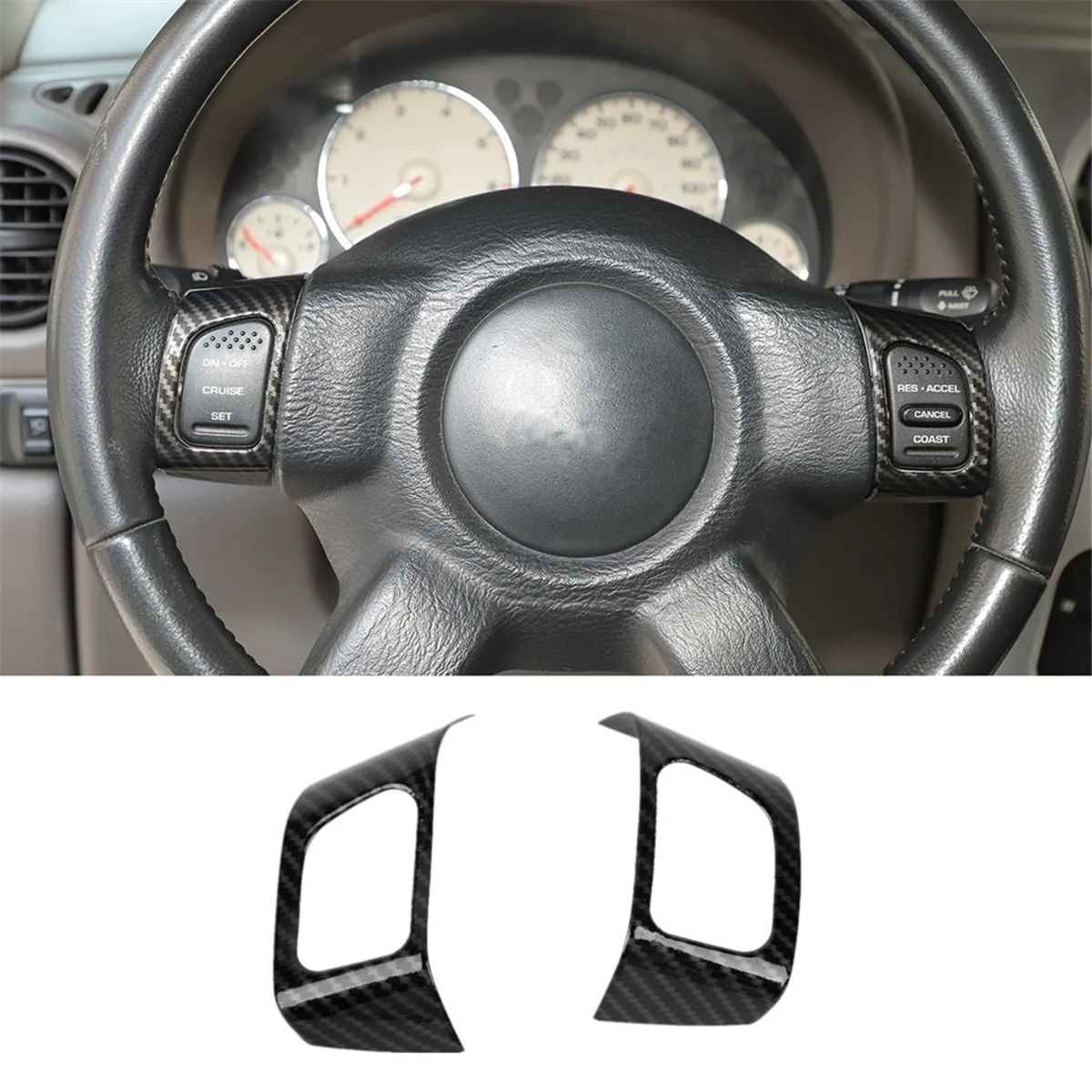 For Jeep Liberty 1999-2007 Car Steering Wheel Cover Decoration Trim Stickers Frame