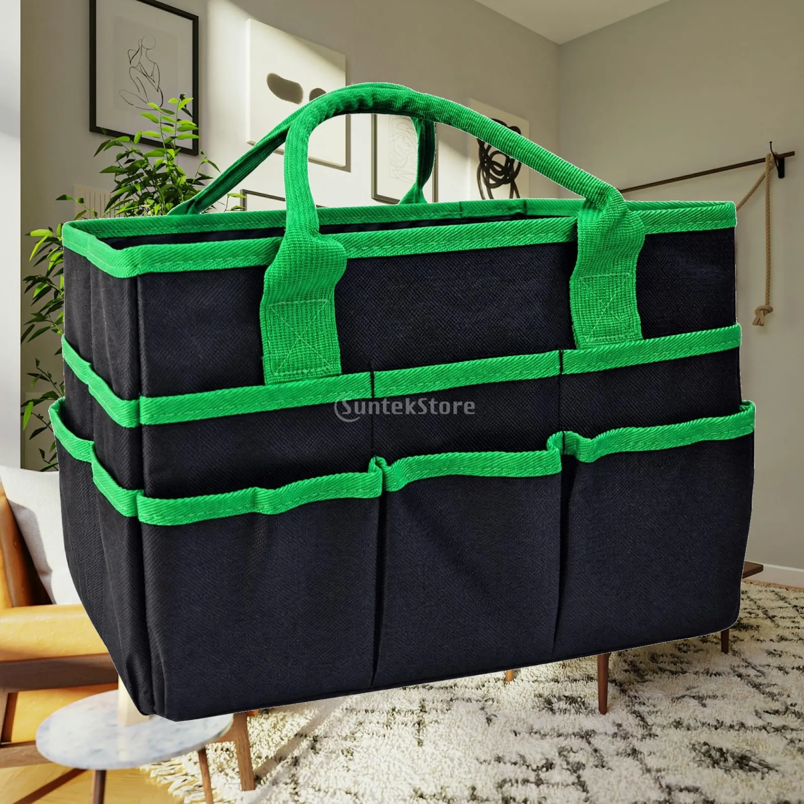 Teacher Multi Pocket Tote Bag with Adjustable Interior Dividers 600D Oxford Cloth Lightweight Storage Tote for Documents and