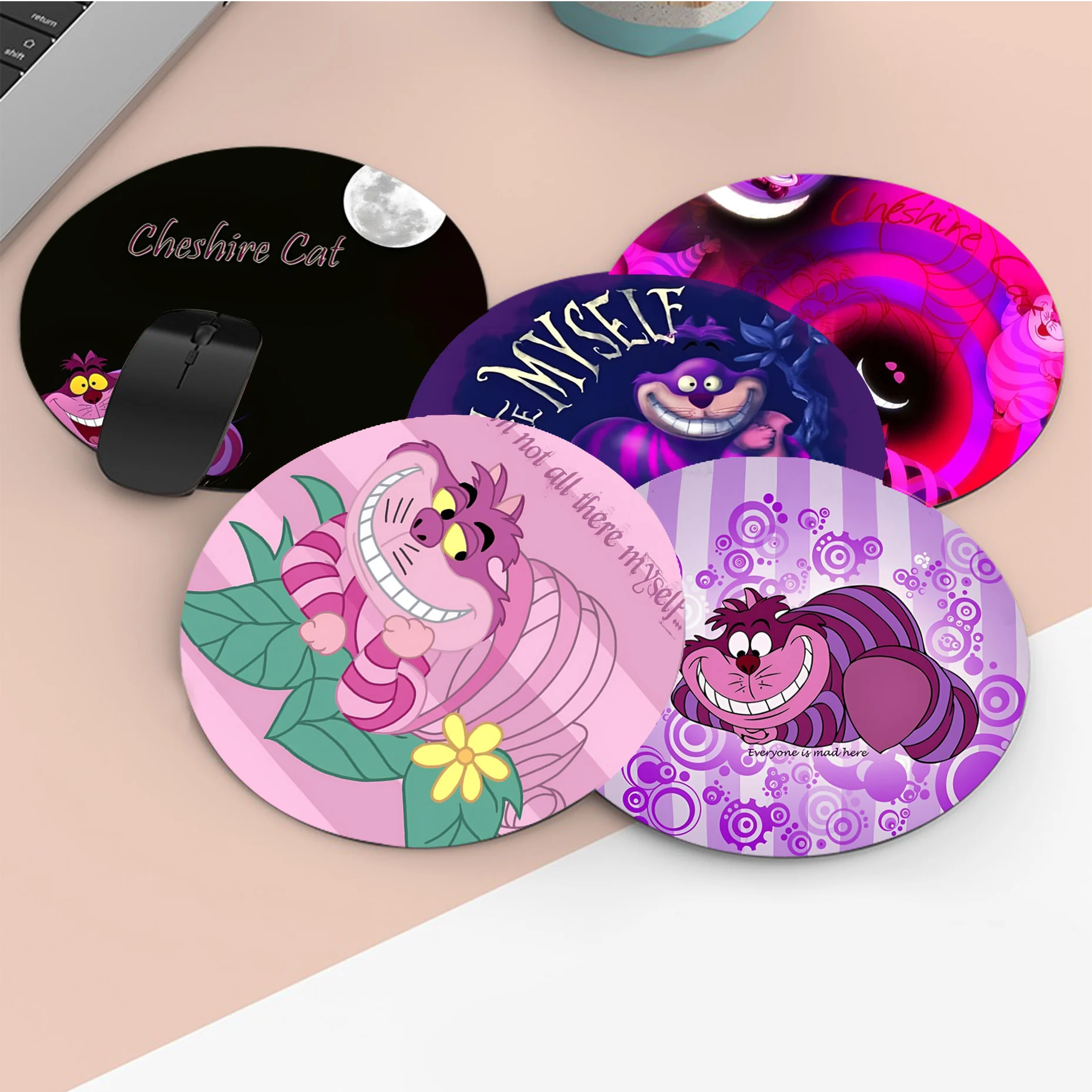 Disney Alice In Wonderland Cheshire Cat Mousepad Small Round Speed Version Game Keyboard Office Table Mat PC Laptop Mouse Mat