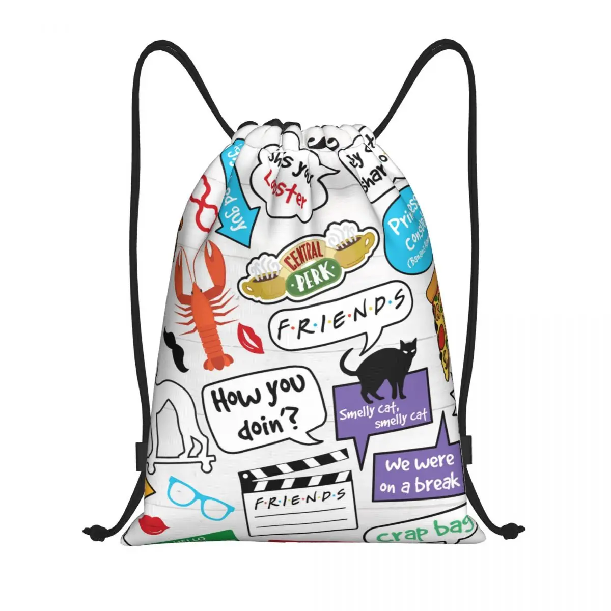 Friends Drawstring Backpack Sports Gym Bag for Men Women Classic TV Show Training Sackpack