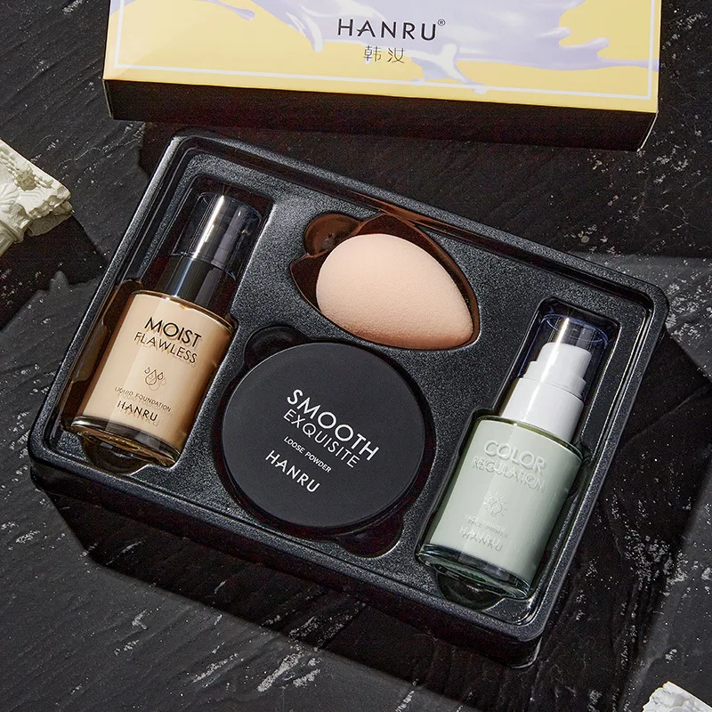 Makeup Isolation Cream Liquid Foundation Setting Powder Beauty Sponge Three-in-one makeup