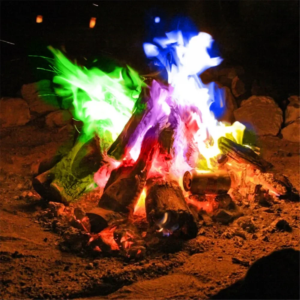 30g Bonfire Pyrotechnics Magic Trick Party Fireplace Colorful Magic Fire Happy Fire Camping Hiking Recreation Outdoor Tools