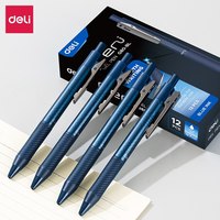 Deli 12pcs Ballpoint Pens Refill Signing 0.7mm Press Type Pen Blue Ink for Office School Writing Tools Stationery Ball Point Pen