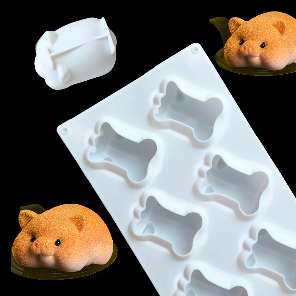 Cerdito poroso, molde de silicona para Chocolate, lindo cerdo, cubo de hielo, molde de gelatina, decoración de pastel de postre, herramienta para hornear, vela de jabón de animales DIY, regalos