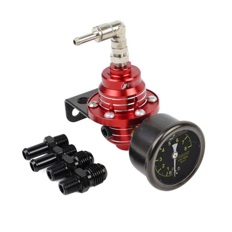 

Universal Adjustable Fuel Pressure Regulator Vehicle Refitting Fuel Supercharger Aluminum With Gauge Kit