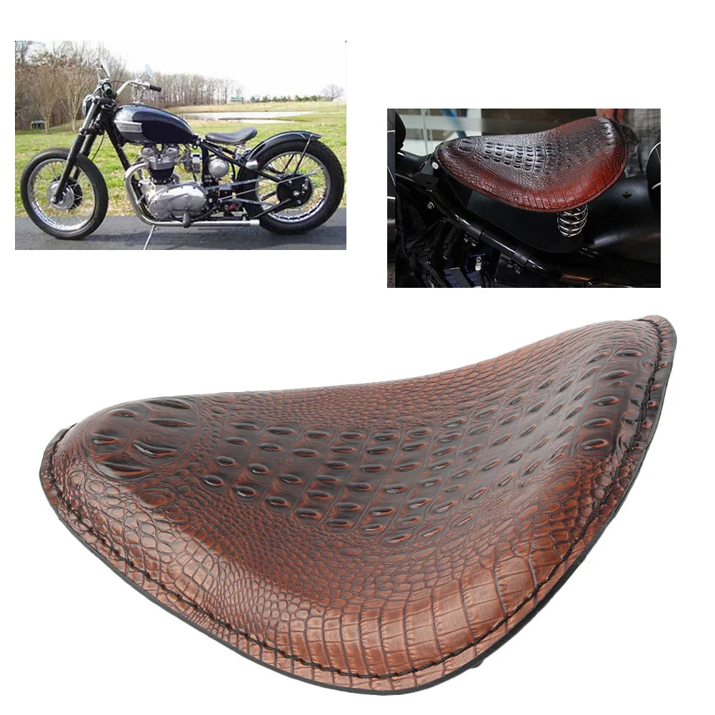 Front Driver Solo Seat Cushion For Harley Honda Yamaha Kawasaki Suzuki Sportster Bobber Chopper Motorcycle Brown PU leather