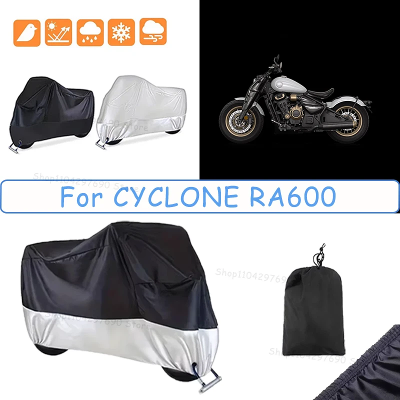 210D Oxford Motorcycle Cover Waterproof All Season UV Protection For CYCLONE RA600 Anti-Tear Windproof Motorbike Cover