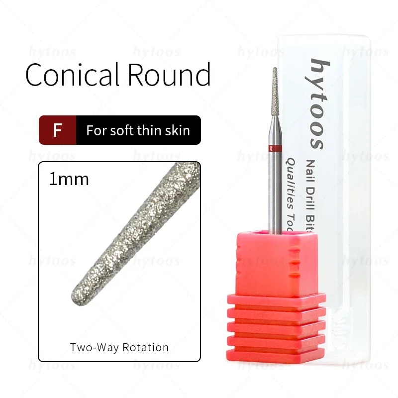 HYTOOS مخروطي أظافر مرصعة بالألماس لقمة ثقب برو الروسية للبشرة لحفر الأظافر الجلد الميت منظف للبشرة أداة العلاج المسبق للأظافر