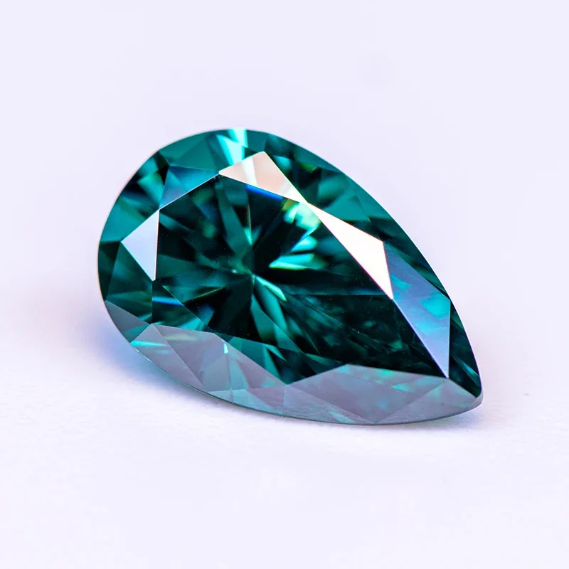 Pedra moissanite cor natural verde esmeralda pêra corte laboratório cultivado diamante para encantos mulher jóias fazendo com certificado gra