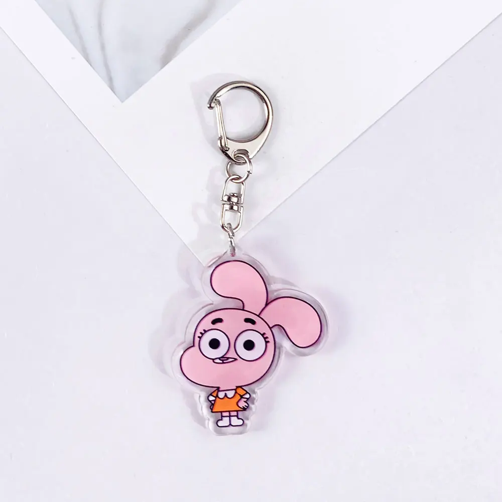 أنيمي عالم غامبول المذهل مضحك لطيف المفاتيح الاكسسوارات الاكريليك حقيبة سحرية على ظهره قلادة حلقة رئيسية هدايا لمحبي