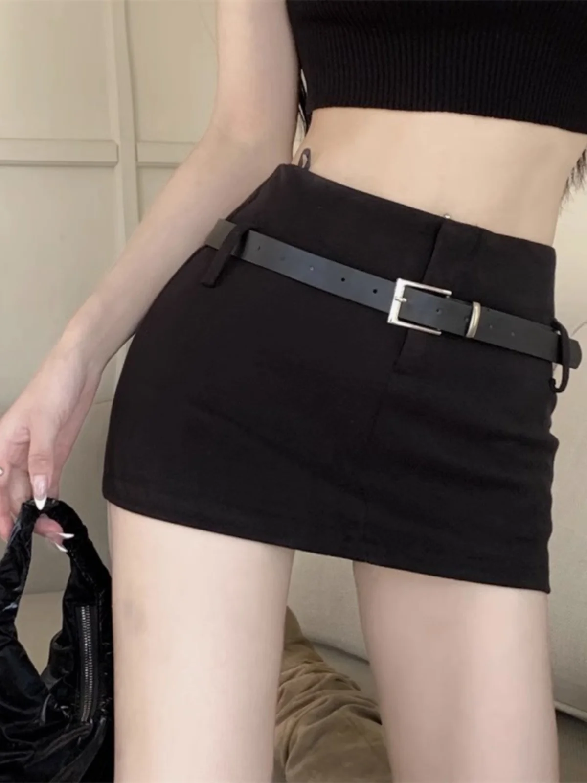 مثير بلا ألف خط تنورة المرأة عالية الخصر سليم صالح الصيف Faion حجم كبير الكورية Sle ort تنورة Bodycon تنورة