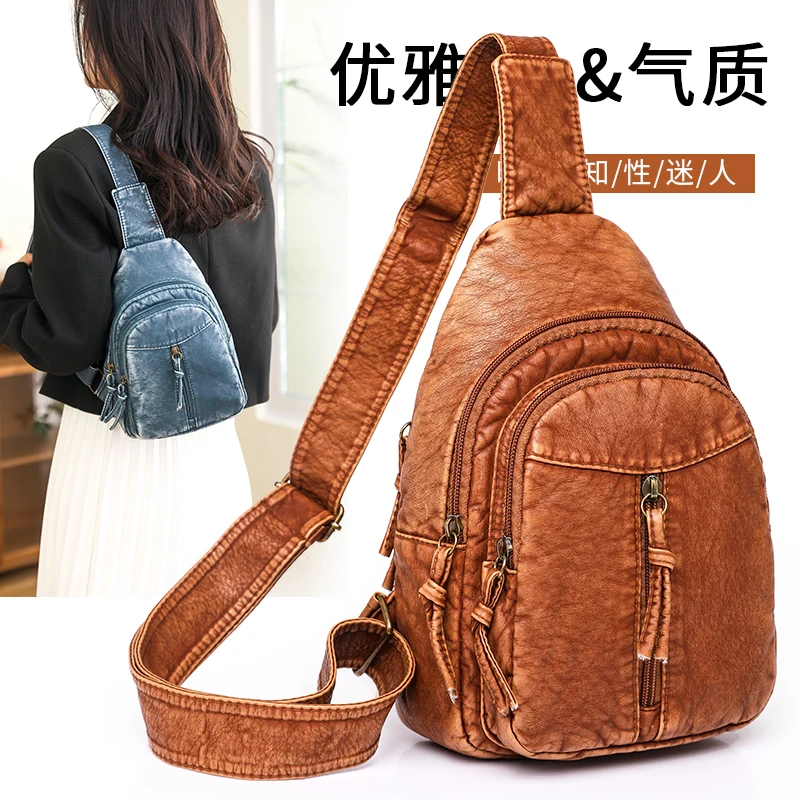 Luxury Design Women's Retro Chest Bag British Style Casual Satchel Riding Multi-functional Chest Bag Single Shoulder Bag