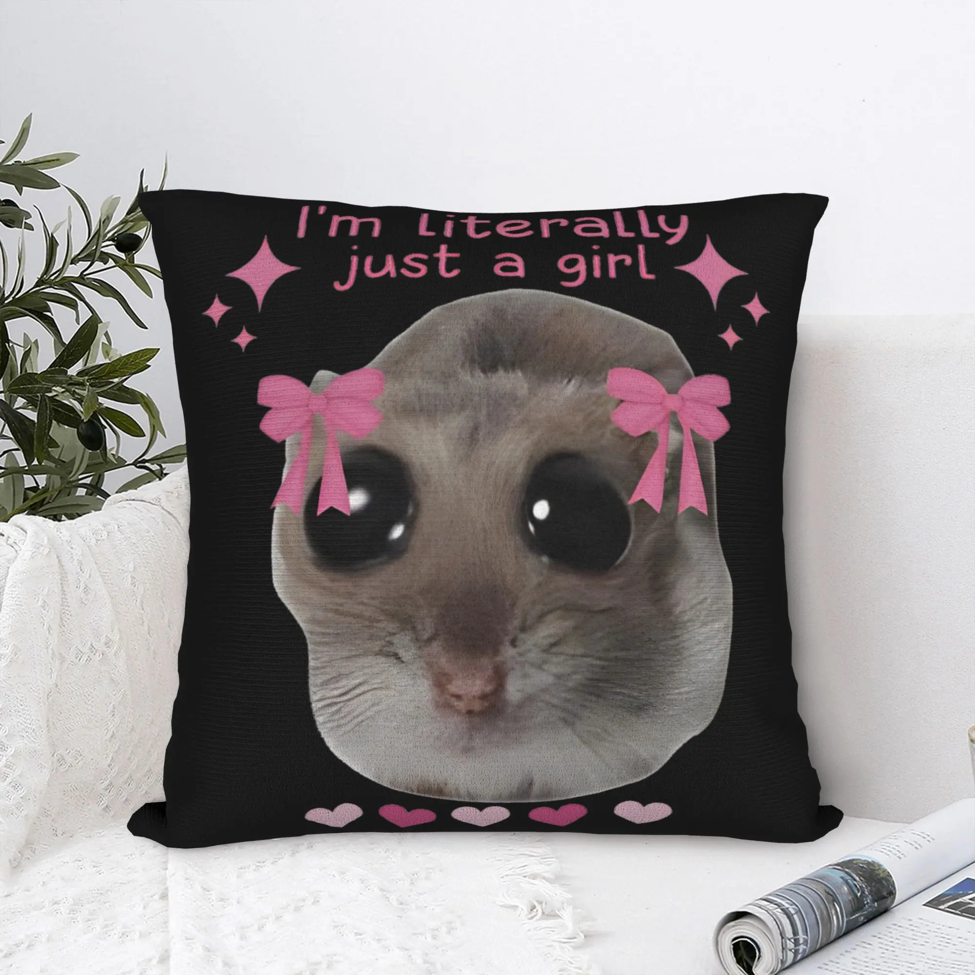 Meme Sad Hamster Square Pillowcases Polyester Room  Cushion Cover Creative Decorative Pillowcase 40*40
