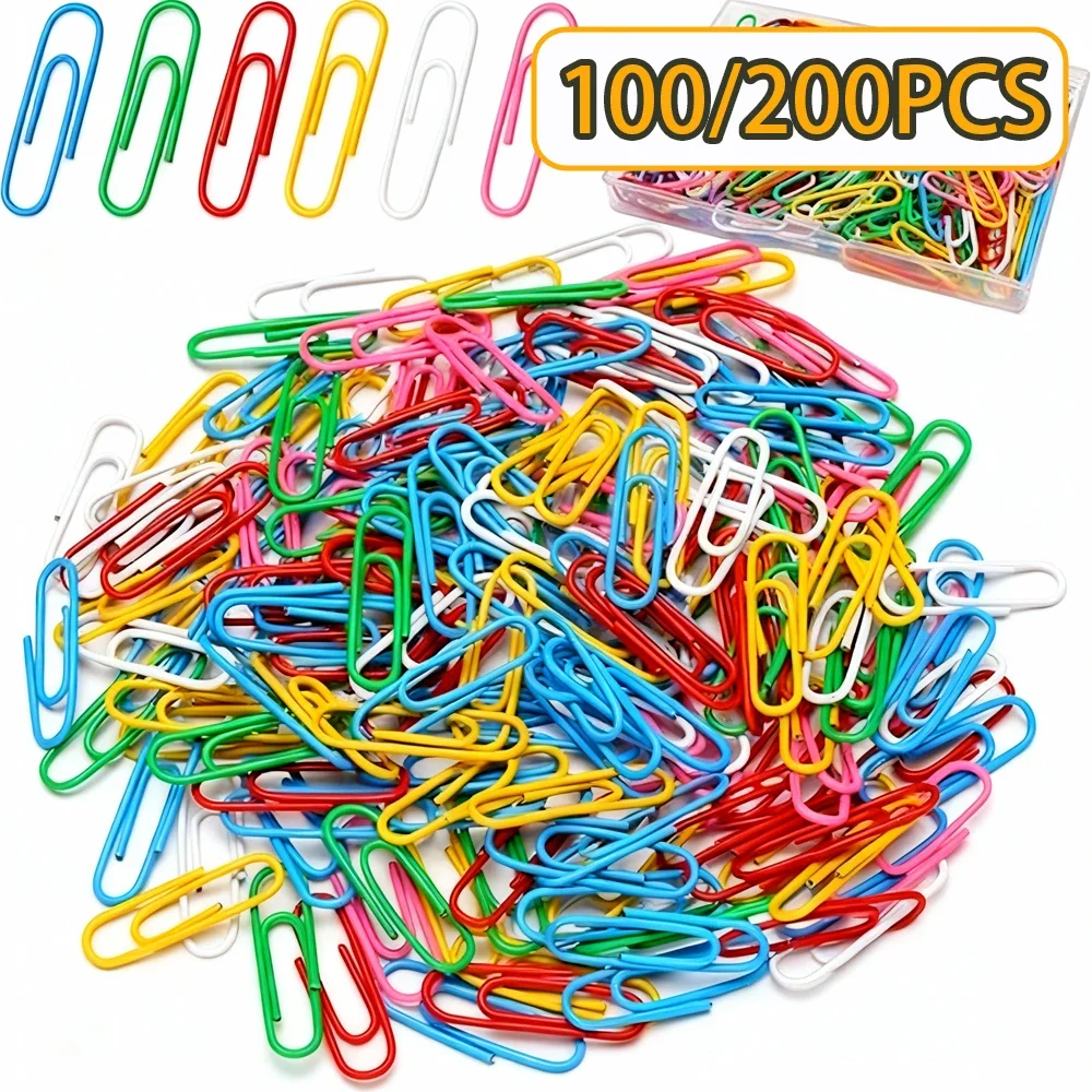 100/200PCS Macaron Color Small Paper Clip, Office Stationery, Document Classification Fixed Needle, Creative Color Paper Clip